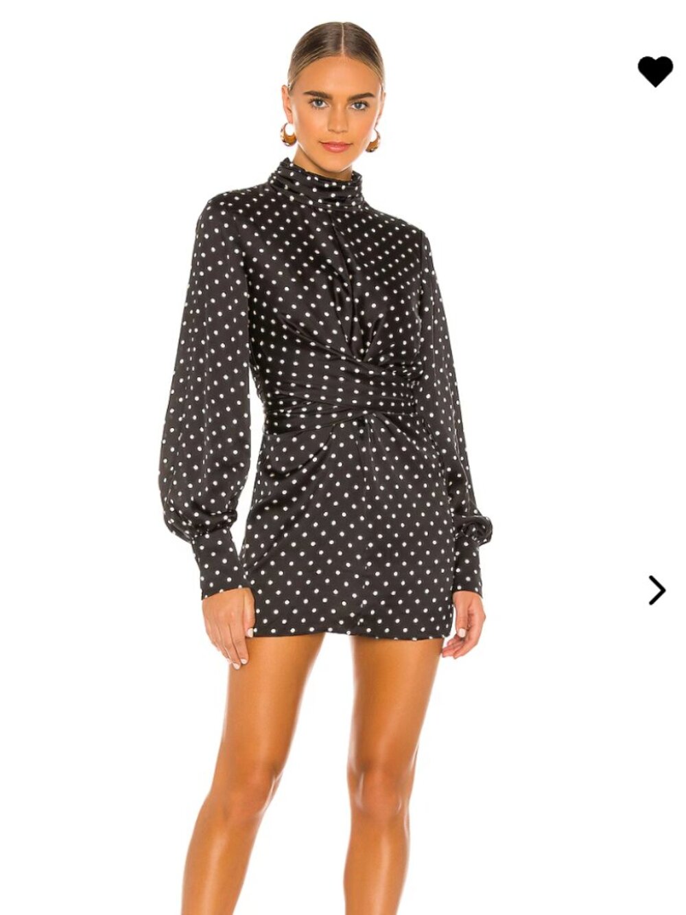 L'Academie The Liliane Mini Dress in Black & Ivory Dot (Small)